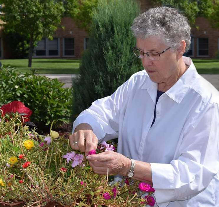 Sister Lois Ann Sargent in the Mary Garden 2016