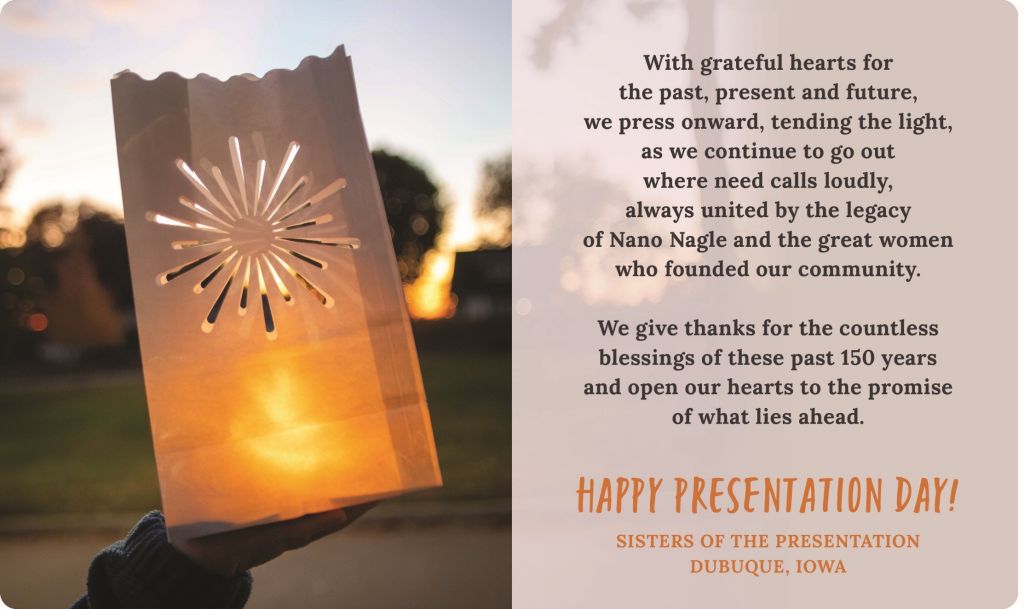 Presentation Day Greetings from Dubuque Presentation Sisters