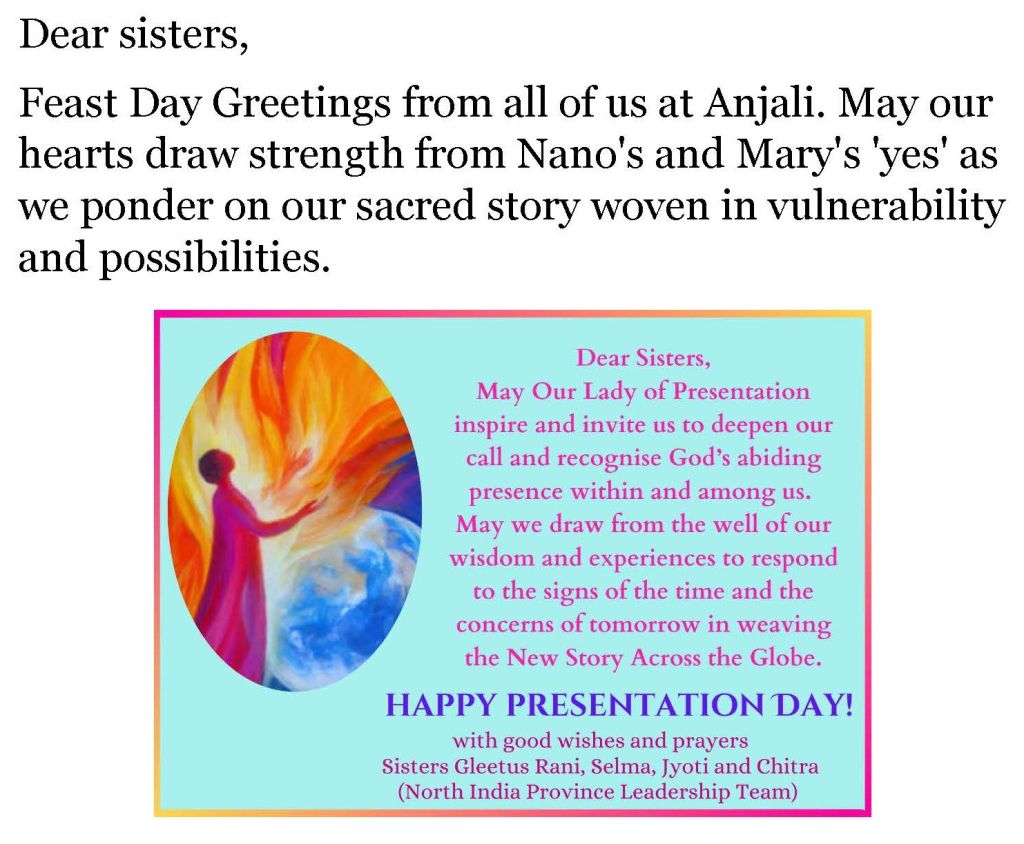 Presentation Day Greetings from the North India Province Leadership Team